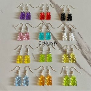 CHOOSE A COLOR - Gummy Bear Earrings sterling silver hook cute jewelry girls 🐻